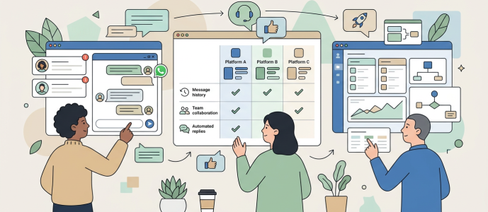 Firefly_Create a clean editorial flat illustration for a blog article comparing Superchat alt 344138
